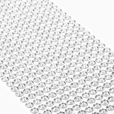 Afbeelding van Movoja Zilveren strassteentjes, ronde glitterstenen, 504 stuks, 6 mm, zelfklevend voor versieren en knutselen, sierstenen om op te plakken, sierstenen, knutselstenen, zilver
