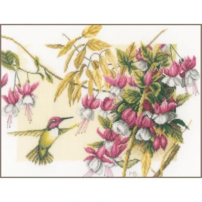 Afbeelding van Borduurpakket Kolibrie en fuchsia Marjolein Bastin