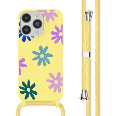 Afbeelding van imoshion hoesje Geschikt voor iPhone 14 Pro met koord Siliconen design Meerkleurig / Yellow Flower Distance