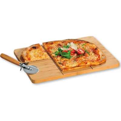 Afbeelding van FSC® Bamboe houten Pizzabord Rechthoekig Bamboo Hout Pizzaplaat Pizzaplank Pizza bord serveerplank Afm. 40 x 30 1.5 Cm.
