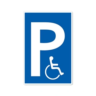 Afbeelding van Parkeerbord voor gehandicapten, 20 x 30 cm, van stevig pvc hardschuimplaat, 3 mm, parkeerplaats rolstoelen, met identiteitskaart en uv bescherming STROBO