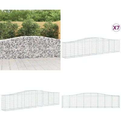 Afbeelding van VidaXL Schanskorven 7 st gewelfd 400x50x80/100 cm gegalvaniseerd ijzer