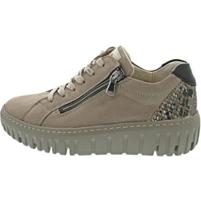 Afbeelding van Waldläufer Combi H Rits Sneaker Sneakers Suède Dames Beige Maat 39