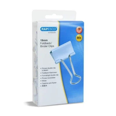 Afbeelding van Rapesco 1490 dubbele cliptangen, 19 mm, pastelblauw, 80 stuks