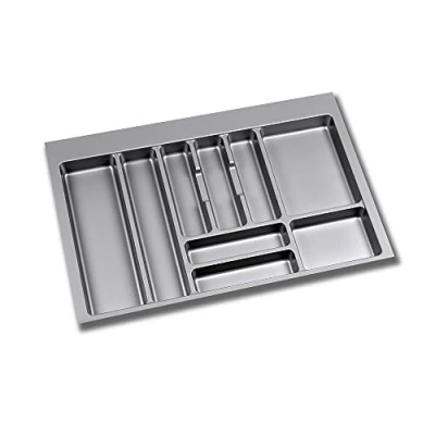 Afbeelding van Emuca Bestekorganizer, keukenlade organizer, bestekbak, 9 vakken, module 80 cm, kunststof, antracietgrijs