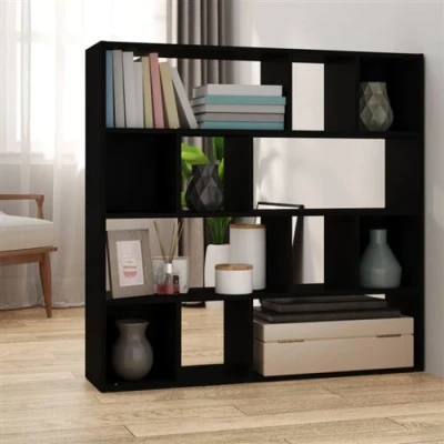 Afbeelding van Boekenkast/Kamerscherm 105X24X102 Cm Bruin Eikenkleur Zwart