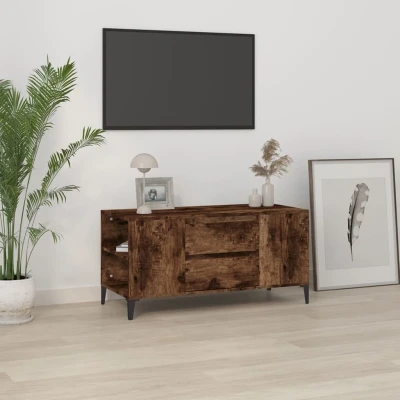 Afbeelding van Tv meubel 102x44,5x50 cm bewerkt hout gerookt eikenkleurig