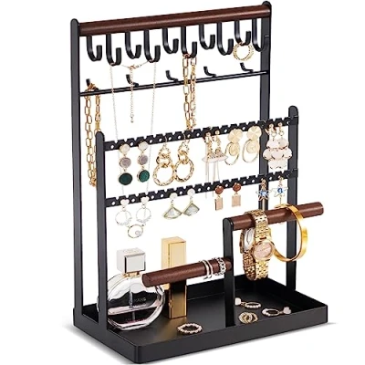 Afbeelding van Procase Sieradenstandaard voor oorbellen, kettingen, ringen en armbanden, zwart