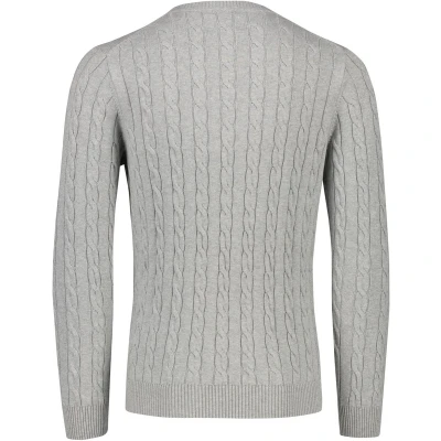 Afbeelding van GANT Cable Cneck Trui, Heren, Maat: 3XL, Grey melange