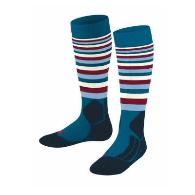 Afbeelding van Falke SK2 Stripes KIDS Skiing Mediumstrong Cushioned Antiblister Functional Sports Socks Sokken Petrol voor kinderen, Maat: 23/26,