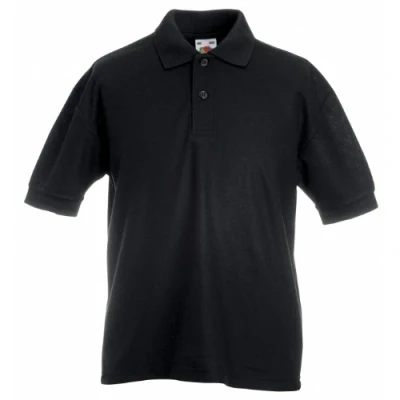 Afbeelding van Fruit of the Loom Poloshirt van polykatoen voor kinderen, zwart.