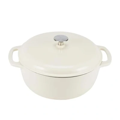 Afbeelding van Amazon Basics Gietijzeren soeppan met deksel, geëmailleerd, 7 liter, wit