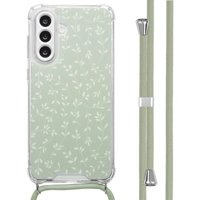 Afbeelding van imoshion Design hoesje met koord voor de Samsung Galaxy A56 Smoke Green Flowers