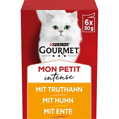 Afbeelding van 6x50g met Eend, Kip en Kalkoen Gourmet Mon Petit Kattenvoer