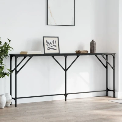Afbeelding van Wandtafel 180x23x75 cm bewerkt hout zwart