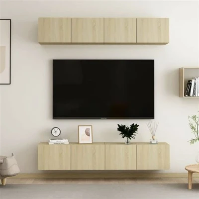 Afbeelding van vidaXL Tv meubelen 4 st 80x30x30 cm bewerkt hout sonoma eikenkleurig