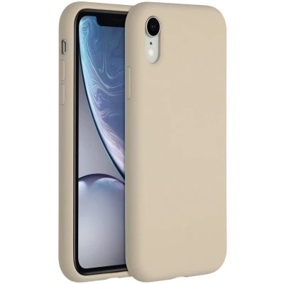 Afbeelding van Accezz Hoesje Geschikt voor iPhone Xr Siliconen Liquid Silicone Backcover beige