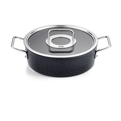 Afbeelding van Fissler Adamant Aluminium braadpan Ø 28 cm 4,3 liter gecoat met metalen deksel anti aanbaklaag inductie antraciet