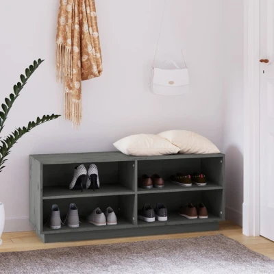 Afbeelding van Schoenenkast 110x34x45 cm massief grenenhout grijs
