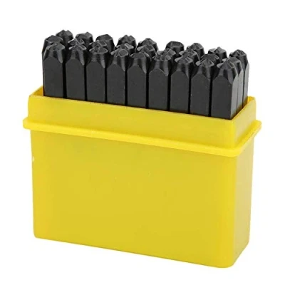 Afbeelding van Walfront Robuuste stansgereedschapsset van koolstofstaal met etui letters en cijfers 0,3 cm