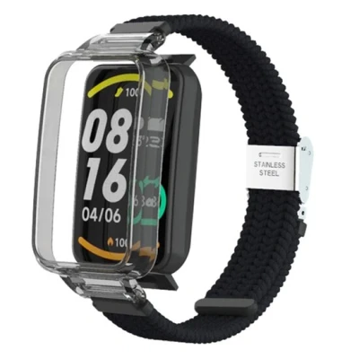 Afbeelding van Braided nylon bandje met case Zwart Xiaomi Smart band 7 Pro