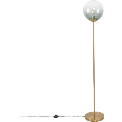 Afbeelding van QAZQA Art deco vloerlamp messing met groen glas Pallon
