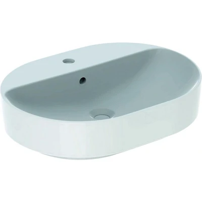 Afbeelding van Geberit VariForm opzetwastafel ellips wit (60 x 45 cm) 1 kraangat, met