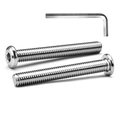 Afbeelding van MINHER M8 x 60 mm 10 stuks platte zeskantige verzonken schroeven bouten meubelbouten roestvrij staal A2 V2A volledige schroefdraad (met knopsleutels)