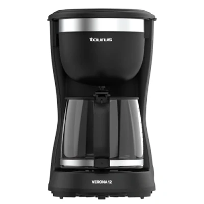 Afbeelding van Taurus Verona 12 koffiezetapparaat, 680 W, 1250 ml, Intense Flavour Tech, verwarmingsplaat, wasbaar permanent filter, druppelvrije glazen karaf, compact design matzwart, BPA vrij