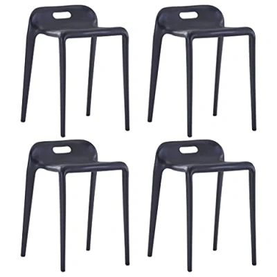 Image de vidaXL Tabourets empilables lot de 4 noir plastique247278