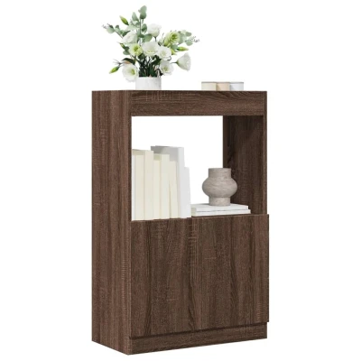 Afbeelding van Hoge kast 63x33x100 cm bewerkt hout bruin eikenkleurig