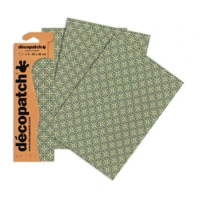 Afbeelding van Décopatch C706O 3 vellen bedrukt papier, 30 x 40 cm, geometrisch geel en blauw