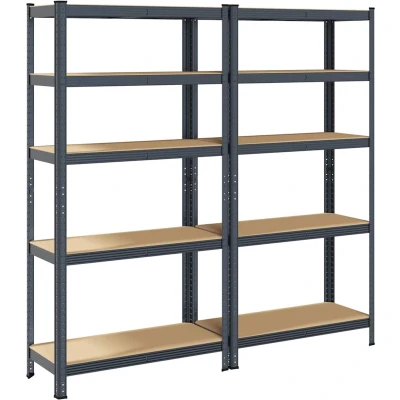 Afbeelding van vidaXL 5 Laags Opbergrek 2 stuks antracietkleurig staal &amp; bewerkt hout