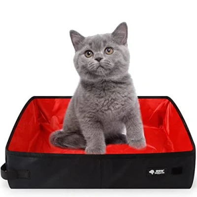 Afbeelding van Opvouwbare kattenbak, XXL, draagbare reiskattenbak, opvouwbaar, waterdicht, schoon, toilet voor katten, konijnen, thuis en buiten, camping, groot, rood