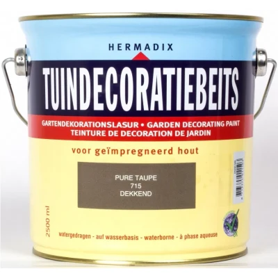 Afbeelding van Hermadix Tuindecoratiebeits Dekkend 715 Pure Taupe 2,5 liter Tuinbeits