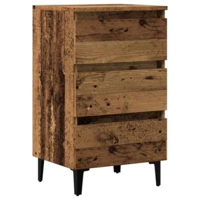Image de vidaXL Table de chevet avec pieds en métal vieux bois 40x35x69 cm856424