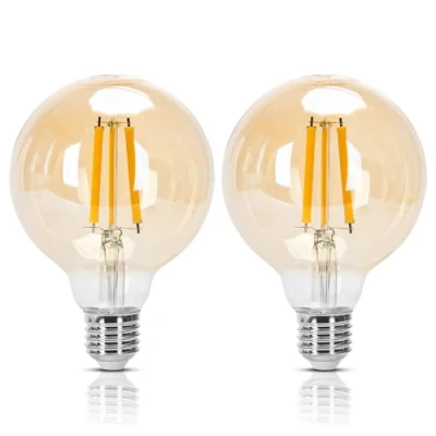 Afbeelding van Aigostar Edison LED lamp, retro, vintage, E27, 12 W, komt overeen met 89 W halogeenlamp, 1320 lumen, warm wit 2200 K, decoratieve lamp G95, hoek van 330 , CRI ≥ 80, 2 stuks