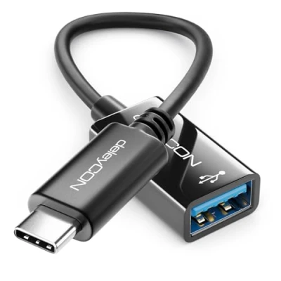 Afbeelding van deleyCON 1 stuk USB C naar OTG adapterkabel 17 cm 5 Gbit/s adapter Thunderbolt 3/4 3.0 compatibel met iPhone 15 Pro Max MacBook Air 2023 IPad Mini iMac