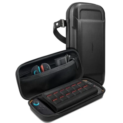 Afbeelding van Spigen Rugged Armor Pro Étui Compatible avec Nintendo Switch 2 2025 Housse de transport espace stockage pour carte jeu Noir