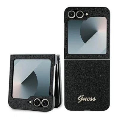 Afbeelding van Guess Glitter Script Hoesje Geschikt voor Samsung Galaxy Z Flip 6 Back Cover Zwart