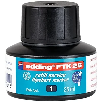 Afbeelding van edding FTK 25 navulinkt voor flipchart markers zwart ml inhoud capillairsysteem (marker vult zichzelf)