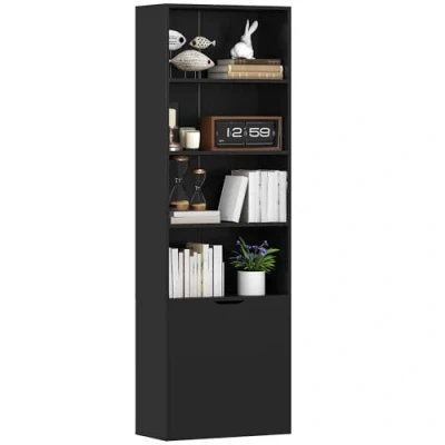 Afbeelding van HOMCOM boekenkast met 4 open vakken en 2 deuren, opbergrek voor woonkamer, slaapkamer, kantoor, 59 x 29 180 cm, zwart