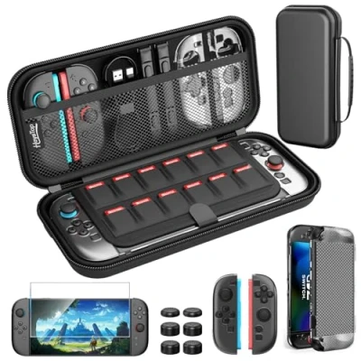 Afbeelding van HEYSTOP OLED veiligheidsschakelaar/switch, universele accessoires voor switch/oled schakelaar, draagbare tas, 2 x controller handgrepen, verstelbare speelstandaard en 6 duimgrepen