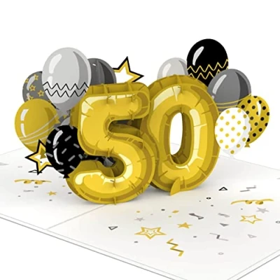 Afbeelding van papercrush® Pop up kaart 50e verjaardag handgemaakte 3D verjaardagskaart voor mannen en vrouwen (50 jaar) speciale wenskaart met envelop