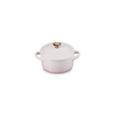 Afbeelding van Le Creuset Mini Braad / Stoofpannetje Met Hartvormige Knop Shell Pink 10cm