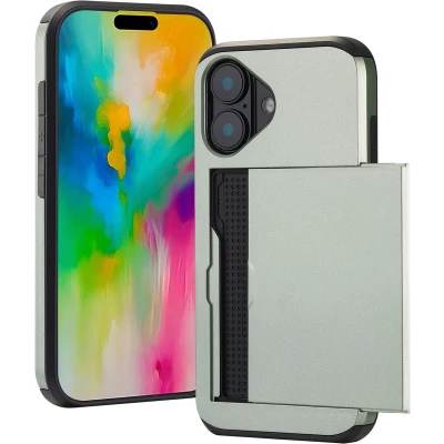 Afbeelding van imoshion Hoesje Geschikt voor iPhone 16 Ruimte 2 pasjes Backcover met pasjeshouder Groen