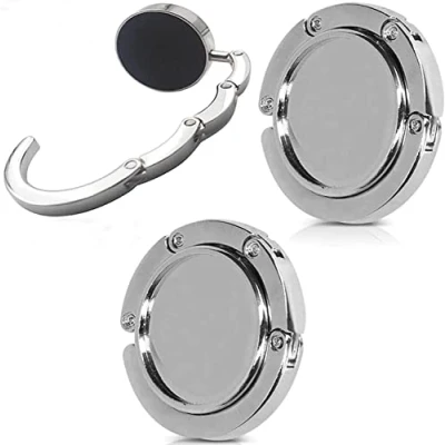 Afbeelding van PIQIUQIU 2 x handtashaak, opvouwbare metalen zakhouder, voor tafel of kantoor, om op te hangen tot 3 kg