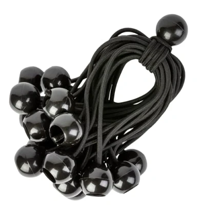 Afbeelding van PRETEX Bungee Ballen met Koorden Set van 25st x 23cm Universele Elastische Banden Zware Bal Bungees Perfect voor Kamperen, Vlaggen en Zeildoekbevestigingen Zwart
