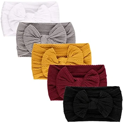 Afbeelding van DRESHOW 3 stuks rekbare nylon haarband voor meisjes, handgemaakte haaraccessoires pasgeborenen, zuigelingen en peuters, Pack Bow Style 85 02