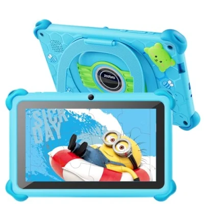 Afbeelding van zcobro kindertablet van 7 inch met hoes, Android tablet voor kinderen, 2 GB RAM + 32 ROM 256 uitbreidbaar, wifi, bluetooth, Type C, kinderbeveiliging, quad